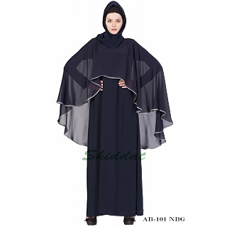 Cape abaya- Navy Blue/Grey